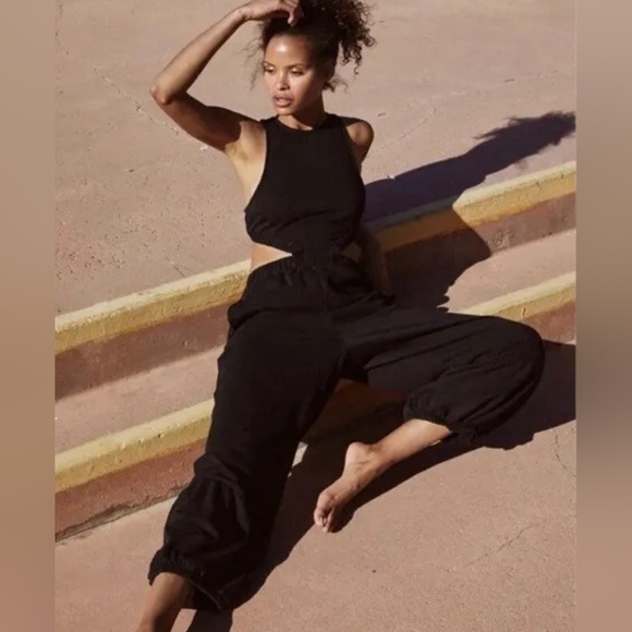 Free People Take Your Best Shot One-sie Jumpsuit Black NWOT - Picture 3 of 9